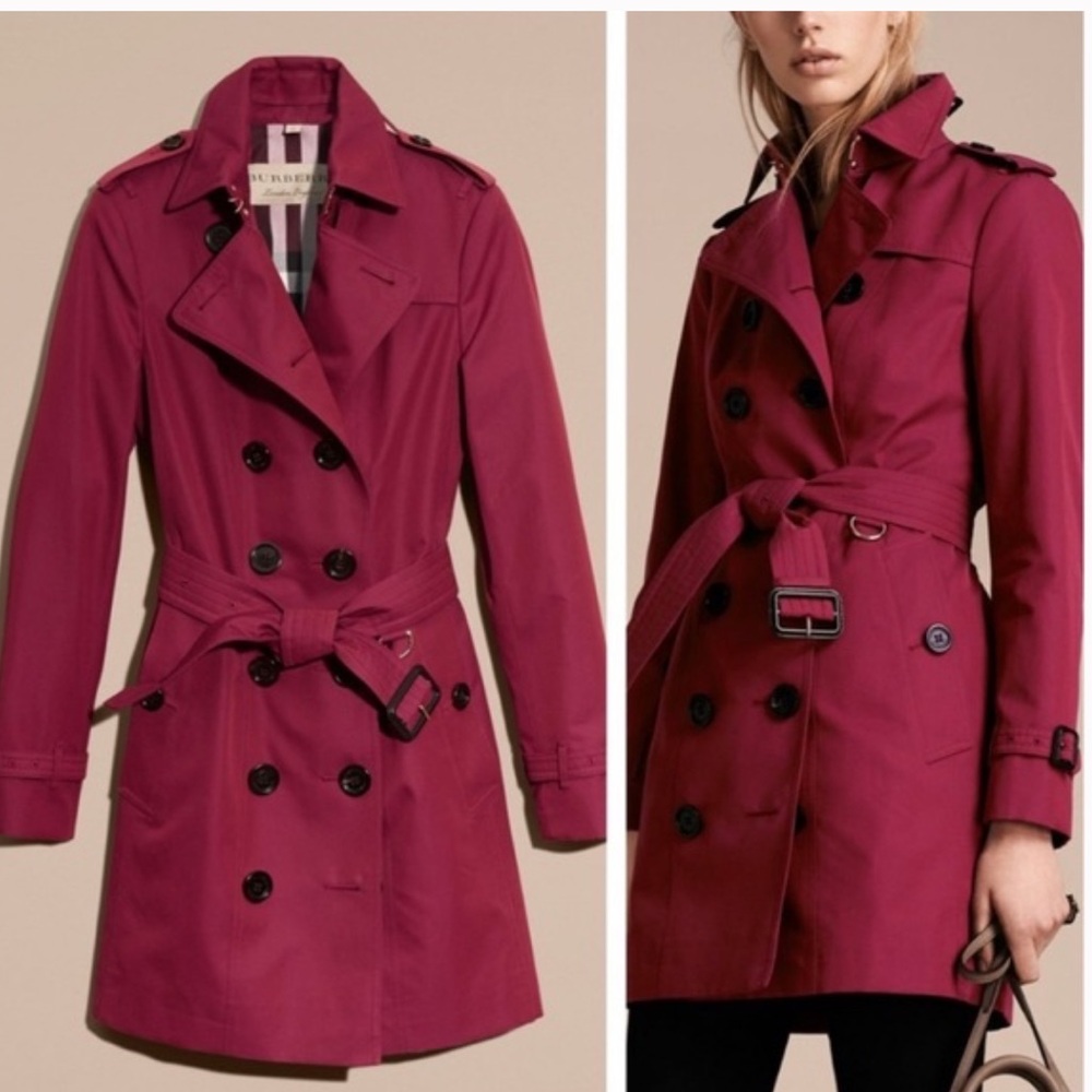 Burberry Sandringham Trench Coat Crimson Red with Detachable Vest